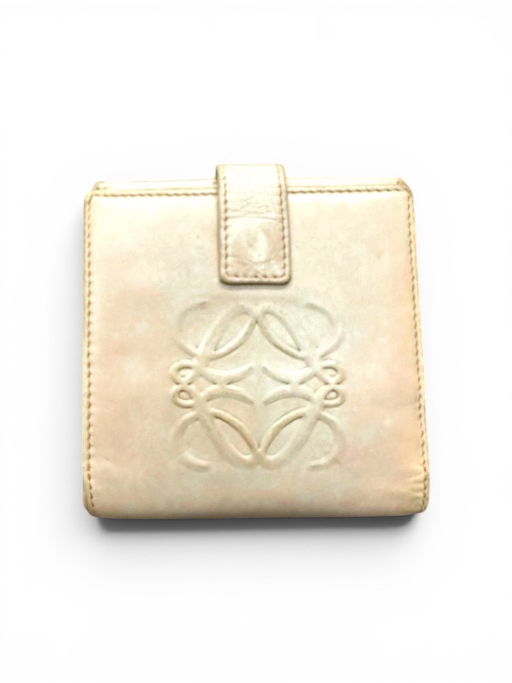 Loewe Vintage Beige Leather Bifold Wallet with Anagram Logo